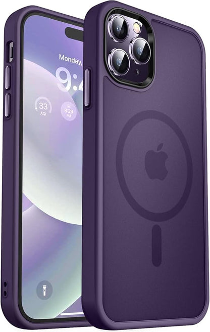 MOCCA Strong Magnetic for iPhone 14 Pro Max Case [Compatible with Magsafe] [10FT Military Grade Protective] Translucent Matte Slim Shockproof Case for iPhone 14 Pro Max 6.7" Deep Purple