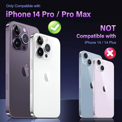 Uyiton for iPhone 14 Pro/iPhone 14 Pro Max Camera Lens Protector, [Drop Protection] 9H Tempered Glass Camera Cover screen Metal Ring Case Friendly Scratch Resistant Easy to Install - Matte Purple