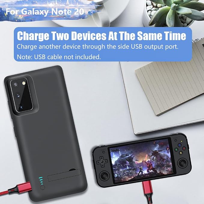 Upgraded Battery Case for Samsung Galaxy Note 20 5G, 6000mAh Rechargeable Extended Battery Charging Charger Case, Add 100% Extra Juice (6.7 Inches) Black
