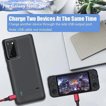 Upgraded Battery Case for Samsung Galaxy Note 20 5G, 6000mAh Rechargeable Extended Battery Charging Charger Case, Add 100% Extra Juice (6.7 Inches) Black