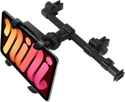 Cellet Car Headrest Phone Holder & Tablet Mount for Back Seat Adjustable 10" Cradle Compatible for iPad Pro Air Mini iPhone 13 Pro Max Mini 12 SE Galaxy S21 S20 Note 20 Tabs Kindle Fire HD - Black