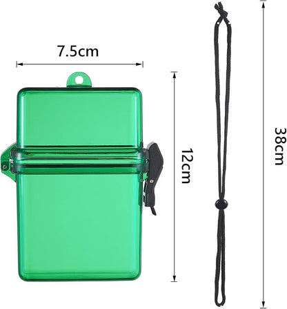 Outus 3 Pcs Waterproof ID Badge Holder Case with Waterproof Buckle Floating Sports Case Locker with Adjustable Hanging Rope Plastic Card Dry Box(Green, Yellow, Purple,4.72 x 2.95 x 1.57 in,Classic)