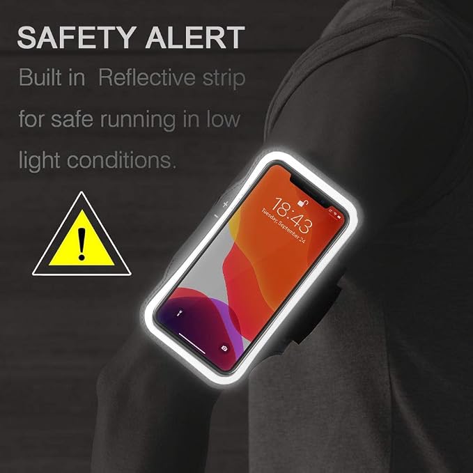iPhone 17 16 15 Armband with Earphone Holder, JEMACHE Water Resistant Gym Running Workouts Arm Band for iPhone 17 16 15 14 13 12 Pro (Black)