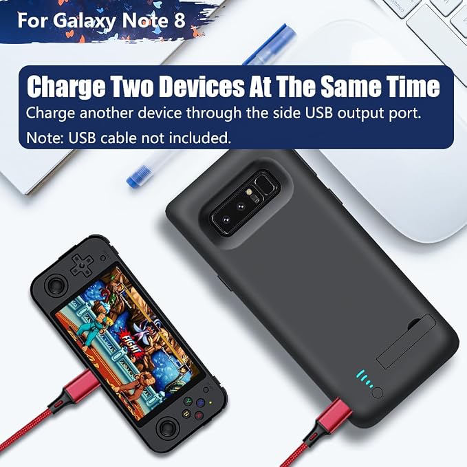 Upgraded Battery Case for Samsung Galaxy Note 8, 6500mAh Rechargeable Battery Charging Charger Case, Add 1.4X Extra Juice (6.3 Inches) Black