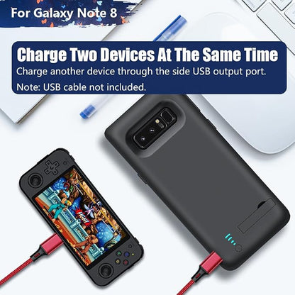 Upgraded Battery Case for Samsung Galaxy Note 8, 6500mAh Rechargeable Battery Charging Charger Case, Add 1.4X Extra Juice (6.3 Inches) Black