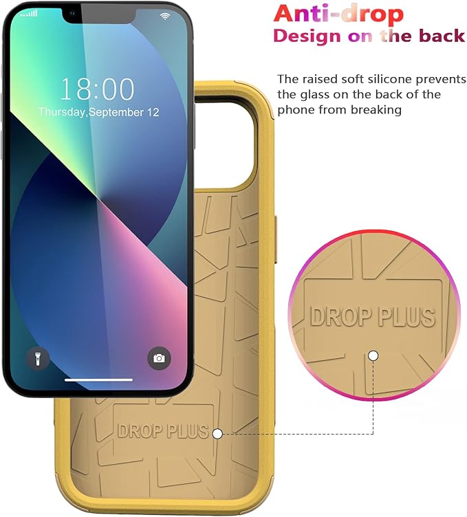 Diverbox for iPhone 13 Case [Shockproof] [Dropproof] [Dust-Proof],Heavy Duty Protection Phone Case Cover for Apple iPhone 13 (Yellow)