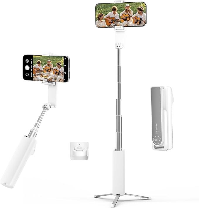 Selfie Stick for iPhone, Selfie Stick Tripod with Wireless Remote, Foldable & Portable Phone Tripod Stand for iPhone Android, Pocket-Size for Travel, Vlog, Video Recording