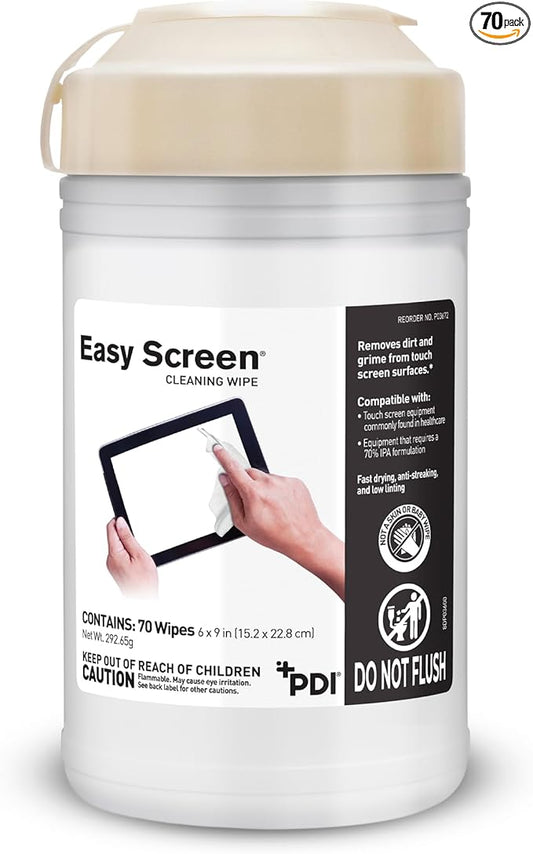 Easy Screen Cleaning Wipes, Electronic Screen Cleaning, Laptops, Monitors, Phone, Tablet, TV Screen Cleaning Wipe, 70 Wipes per Canister, Large 9"x 6" Durable Wipe