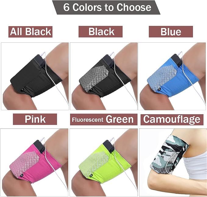 Universal Sports Armband for All Phones. Cell Phone Armband for Running, Fitness and Gym Workouts (iPhone X/8/7/6/Plus,Samsung Galaxy S9/S8/S7/S6/Edge/Plus & LG, Google & More) Black M