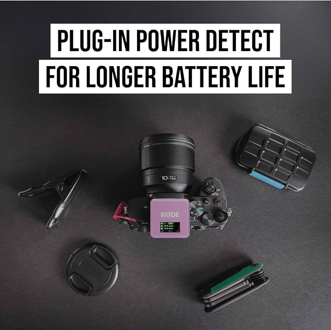 RØDE Wireless GO (Gen 3) – Compact Wireless Mic – Pristine Audio, 32-bit Float Recording, Automatic Level Control, for Phones, Cameras and Computers (Lilac)