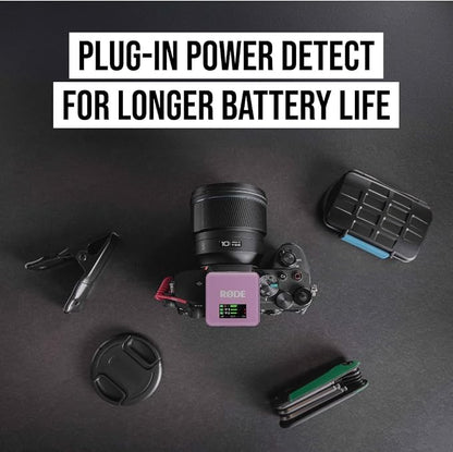 RØDE Wireless GO (Gen 3) – Compact Wireless Mic – Pristine Audio, 32-bit Float Recording, Automatic Level Control, for Phones, Cameras and Computers (Lilac)