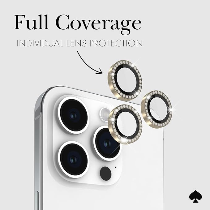 kate spade new york iPhone 15 Pro/iPhone 15 Pro Max Camera Lens Protector with Aluminum Rings - Crystal