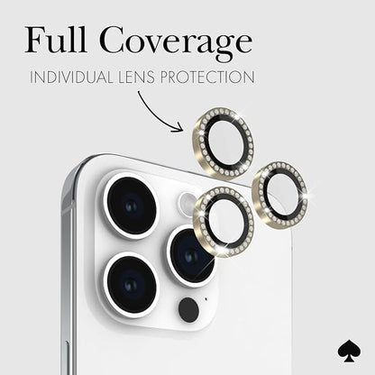 kate spade new york iPhone 15 Pro/iPhone 15 Pro Max Camera Lens Protector with Aluminum Rings - Crystal