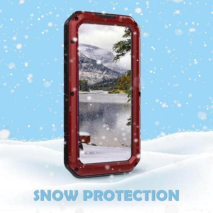 Mitywah Waterproof Case for iPhone XR, Heavy Duty Military Grade Shockproof Case with Built-in Screen Protector, Full Body Underwater Protective Metal Case 6.1 inch, Red
