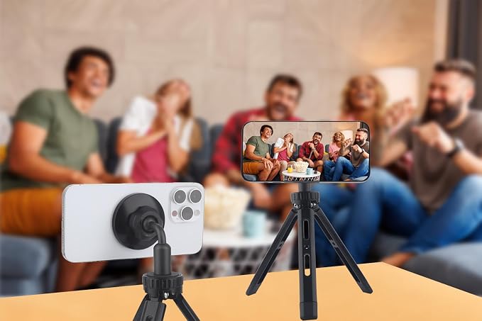 Magnetic Phone Tripod Mount Adapter for Magsafe with 1/4"-20 Hole [Metal Foot], Compatible with iPhone 16 15 14 13 12 All Phones