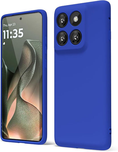 oakxco for Motorola Moto Edge 2025 Phone Case Liquid Silicone, Thin Slim Soft Rubber Gel TPU Plain Protective Simple Cover for Women Girl Cute, Matte Solid Color Aesthetic, Royal Blue