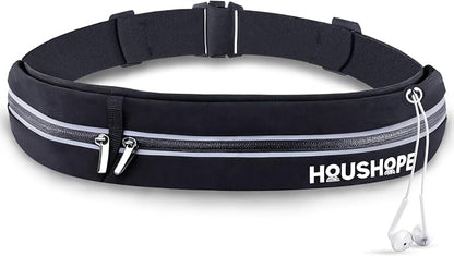Slim Running Belt Fanny Pack, Reflective Runner Pouch Belt, Waist Pack Bag for Men & Women, Sport, Outdoors, Workout, Running, Fitness, Phone Holder, Cycling, Hiking