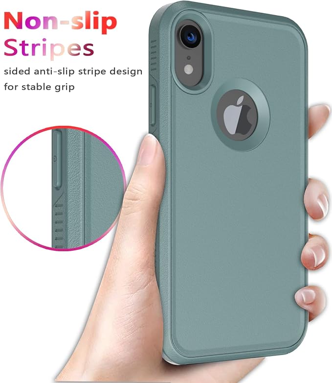 Diverbox for iPhone XR Case [Tempered Glass Screen Protector] [Shockproof] [Dropproof] Heavy Duty Protection Phone Case Cover for Apple iPhone XR (Pine Green)