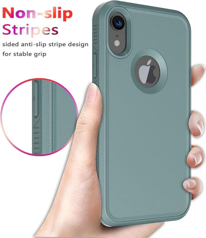 Diverbox for iPhone XR Case [Tempered Glass Screen Protector] [Shockproof] [Dropproof] Heavy Duty Protection Phone Case Cover for Apple iPhone XR (Pine Green)