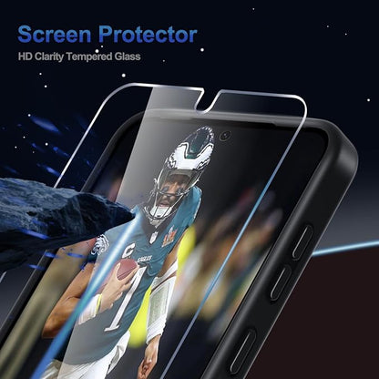 for Samsung Galaxy S25 Case with Screen Protector+Lanyard Wrist Strap,Magnetic Translucent Matte Rugged Slim Phone Cover Built in Invisible Kickstand [Fit for MagSafe],2025 Black