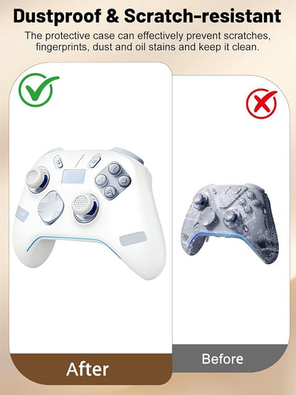 Silicone Protective Case for Flydigi Apex 5 Wireless Controller, Full-Body Protective Cover with Precise Cutout, Shockproof Dustproof Protector Sleeve & Scratch-Resistant Sleeve (White)