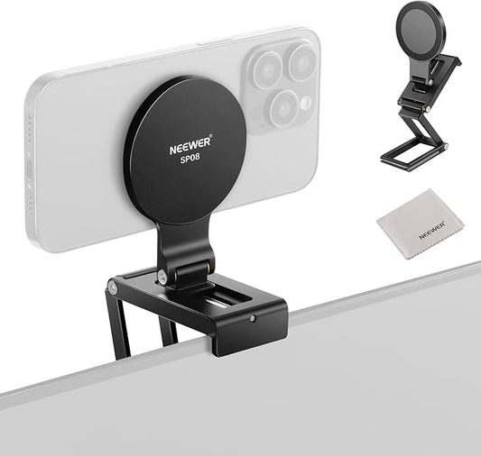 NEEWER Magnetic Continuity Camera Mount for Desktop Monitor, Arca Type Base Tri Fold Desk Phone Webcam Mount Stand Holder, Compatible with MagSafe iPhone iMac Apple TV 4K Mac Laptop Samsung, SP08