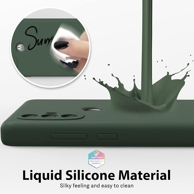 oakxco for Motorola Moto G Power 2022 Phone Case/Moto G Play 2023 Phone Case Liquid Silicone, Thin Slim Soft Rubber Gel TPU Plain Simple Cover for Women, Matte Solid Color,Dark Green