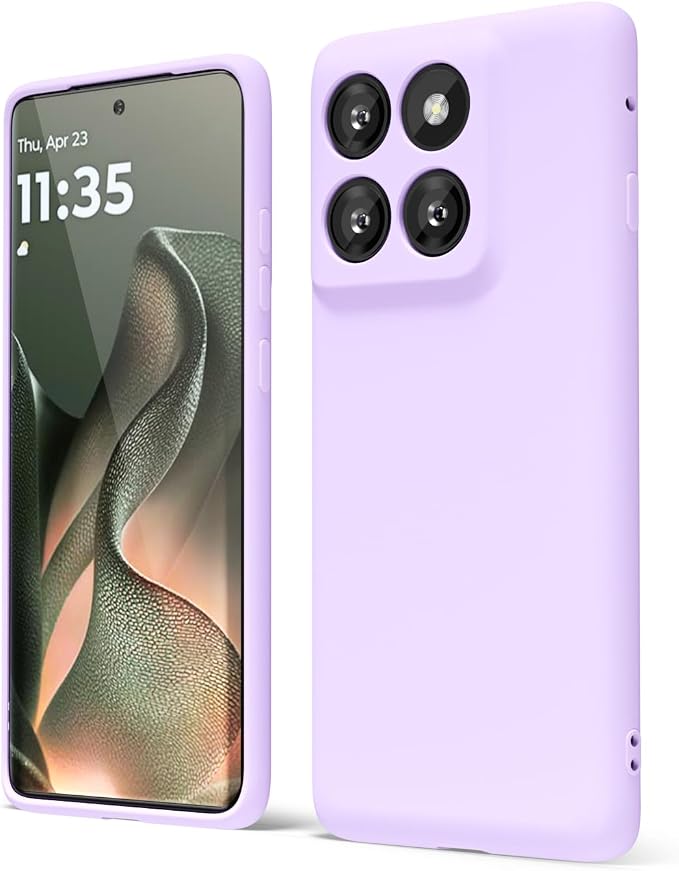 oakxco for Motorola Moto Edge 2025 Phone Case Liquid Silicone, Thin Slim Soft Rubber Gel TPU Plain Protective Simple Cover for Women Girl Cute, Matte Solid Color Aesthetic, Purple Lavender