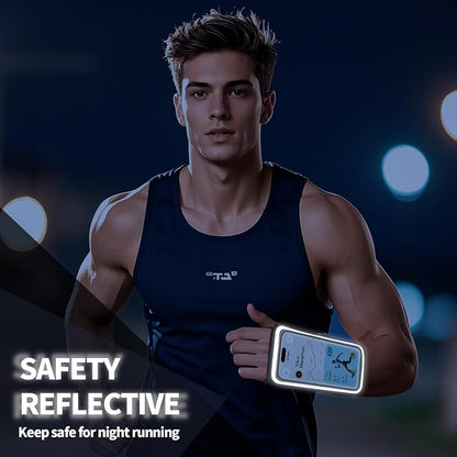 Phone Holder for Running, Wristband Frearm Band for iPhone Pro Max Plus SE (16/15/14/13/12/11/X/XR) Galaxy S24/S23/S22/S21, Waterproof Running Accessories with Adjustable Strap & Card Slot