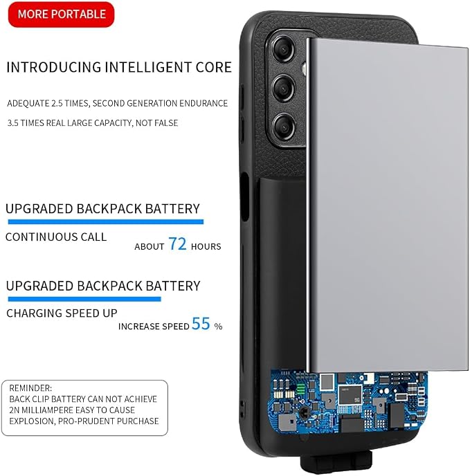 Battery Case for Galaxy A73, Extended Charging Cases for Samsung Galaxy A73 Rechargeable External Backup Power Bank Charger Cover, 5000mAh, Black