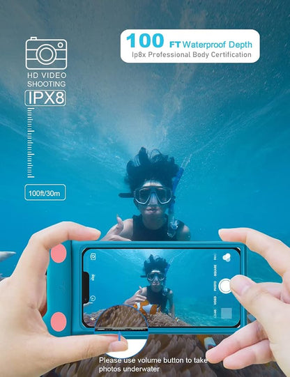 wellhouse 3D Waterproof Phone Pouch with Lanyard,Premium TPU100FT Deep Waterproof Phone Case for iPhone 17 16 15 14 13 12 Pro Max XS Samsung,Snorkeling, Surfing, Kayaking,Skiing,Hot Springs
