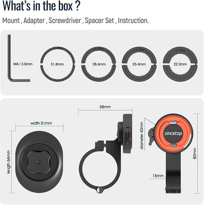 Bike Phone Mount,Motorcycle Phone Holder with Universal Adapter,Out Front Bicycle Handlebar Mount for Mountain Road EBike,Scooter,Moto,MTB,Quick Release Attach/Detach-Orange【Series C - 1st Gen】