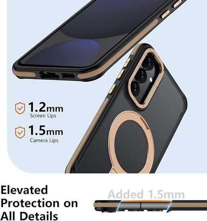 for Samsung Galaxy S24 FE Case, Magnetic Adjustable Ring Stand [Fit for Magsafe], [Military-Grade Shockproof Protection] Phone Case with Kickstand&Ring Holder (Desert Gold)