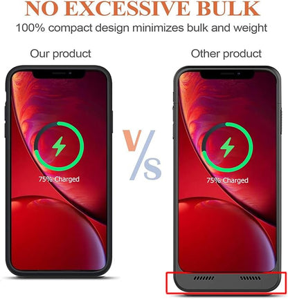 Battery Case for iPhone XR, Upgraded 10000mAh Portable Protective Charging Case with Wireless Charging Compatible with iPhone XR (6.1 inch) Rechargeable Battery Pack Charger Case with Carplay (Black)