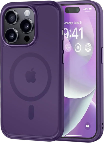 MOCCA Strong Magnetic for iPhone 14 Pro Case, [Compatible with Magsafe][13FT Military Drop Protection] Slim Translucent Matte Shockproof Case for iPhone 14 Pro Phone Case 6.1'', Deep Purple
