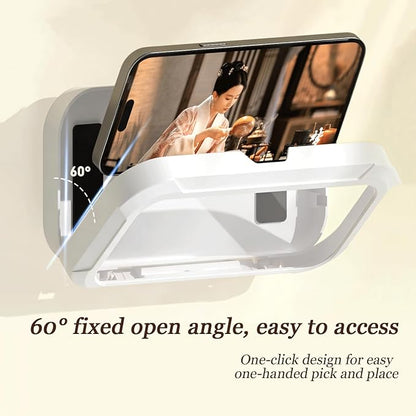 Waterproof Shower Phone Holder, 360° Rotatable Retractable Anti-Fog Wall Mount Case for 4-7" Smartphones, Thick-Case Friendly