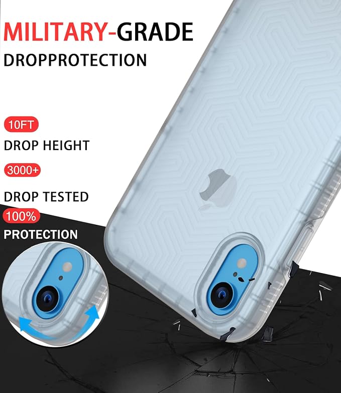 Diverbox for iPhone XR Case [Tempered Glass Screen Protector] [Shockproof] [Dropproof] Heavy Duty Protection Phone Case Cover for Apple iPhone XR Clear