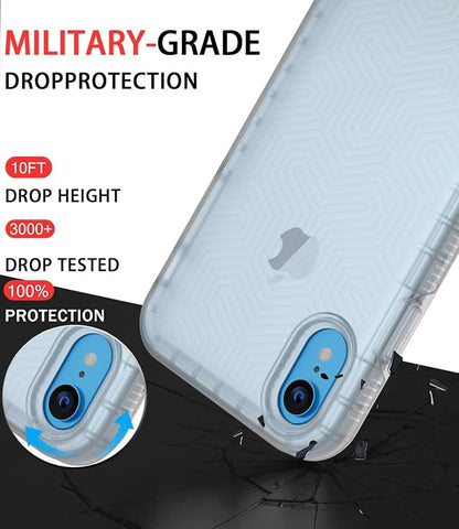 Diverbox for iPhone XR Case [Tempered Glass Screen Protector] [Shockproof] [Dropproof] Heavy Duty Protection Phone Case Cover for Apple iPhone XR Clear