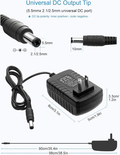 ALITOVE 5V 3A 15W AC 100V~240V to DC Power Supply Adapter Converter 5.5X 2.5mm 5.5x2.1mm Plug for WS2812B WS2811 WS2801 SK6812 LED Pixel Strip Light CCTV Camera Security System