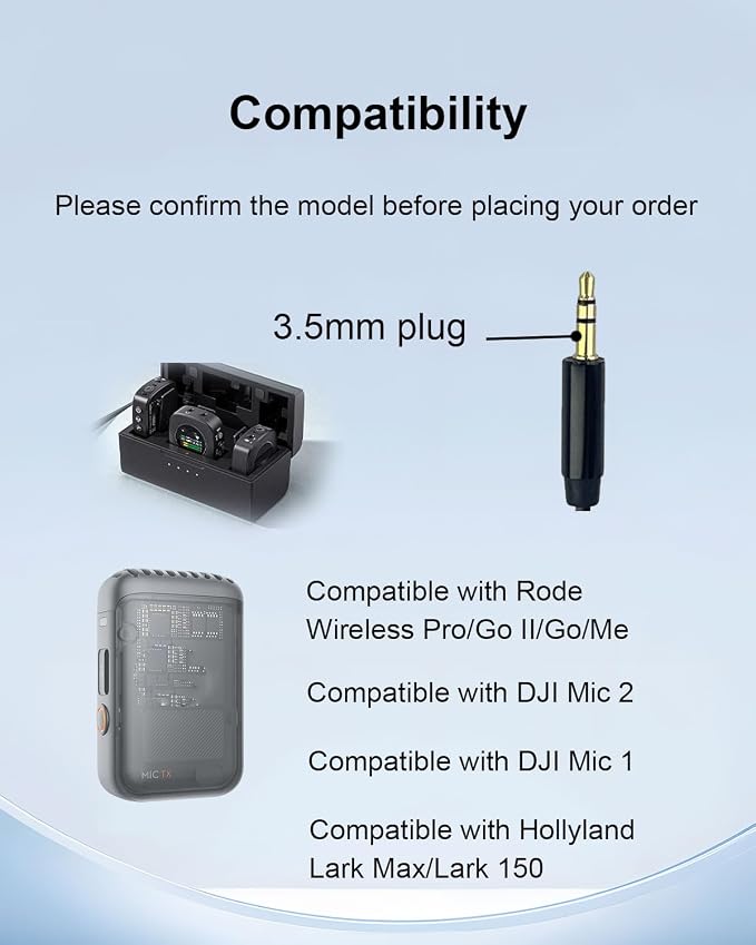 2Pcs Lavalier Microphone Compatible with DJI MIC 1/2 and for Rode Wireless GO II, 3.5mm TRS Plug Omnidirectional Microphone for Streaming Vlog Interview and More, 1.5M