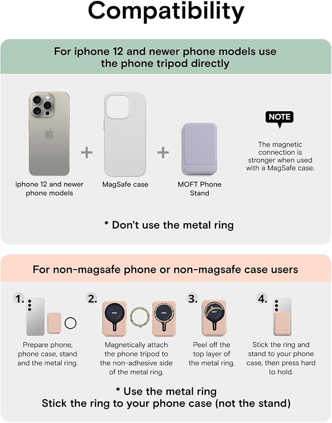 MOFT Phone Tripod Wallet for iPhone, Mulit-Angles, Lightweight & Portable Phone Stand, MOVAS Vegan Leather Magnetic Wallet, Strong Magnets, NFC Card Holder,Travel Essential, Peony (with Card Slot)