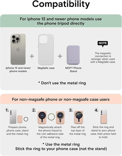 MOFT Phone Tripod Wallet for iPhone, Mulit-Angles, Lightweight & Portable Phone Stand, MOVAS Vegan Leather Magnetic Wallet, Strong Magnets, NFC Card Holder,Travel Essential, Peony (with Card Slot)