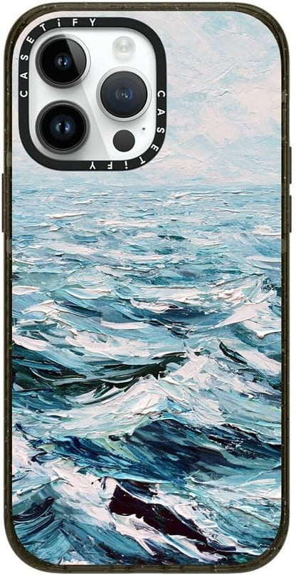 CASETiFY Impact iPhone 14 Pro Max Case [4X Military Grade Drop Tested / 8.2ft Drop Protection/Compatible with Magsafe] - Deep Blue Sea - Clear Black