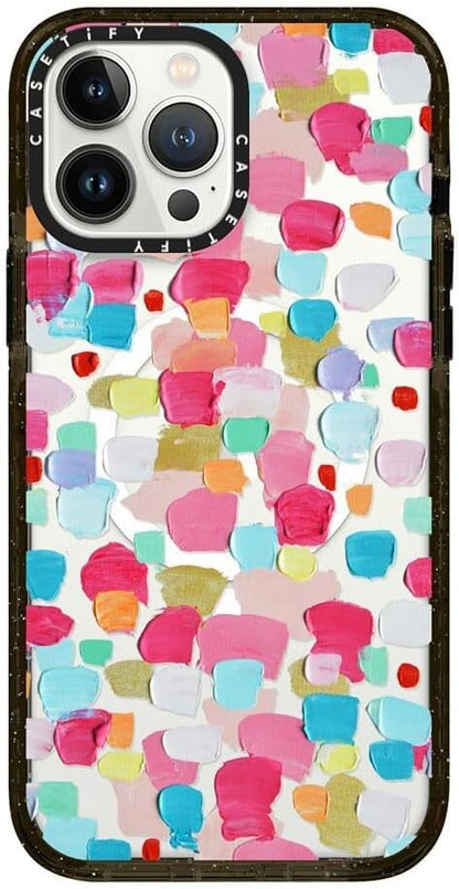 CASETiFY Impact Case for iPhone 13 Pro Max with Magsafe - Magenta Confetti - Clear Black