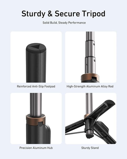 TELESIN Mini Selfie Stick & Phone Tripod for DJI Osmo 360 Action 6/5/4, GoPro Hero 13/12/11, Vlog Selfie Stand with 80m Remote and Phone Clip for iPhone & Android, Portable Vlogging Tripods for Travel