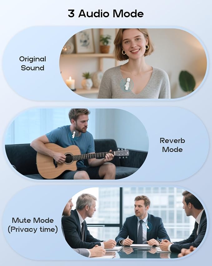 Wireless Mini Microphone for iPhone, Android - 2 Pack Lavalier Microphone for Video Recording, 2 In 1 Noise Reduction Lapel Mic for Ipad, Clip-on Mini Mic with USB-C for Content Creators Podcast