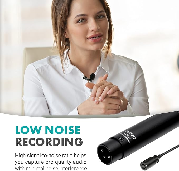 Movo LV4-O2 XLR Phantom Power Omnidirectional Lavalier Microphone Set, with Lapel Mic Clips and Windscreens - Perfect Lapel Microphone for Video Recording, Podcast, Interview, YouTube Production