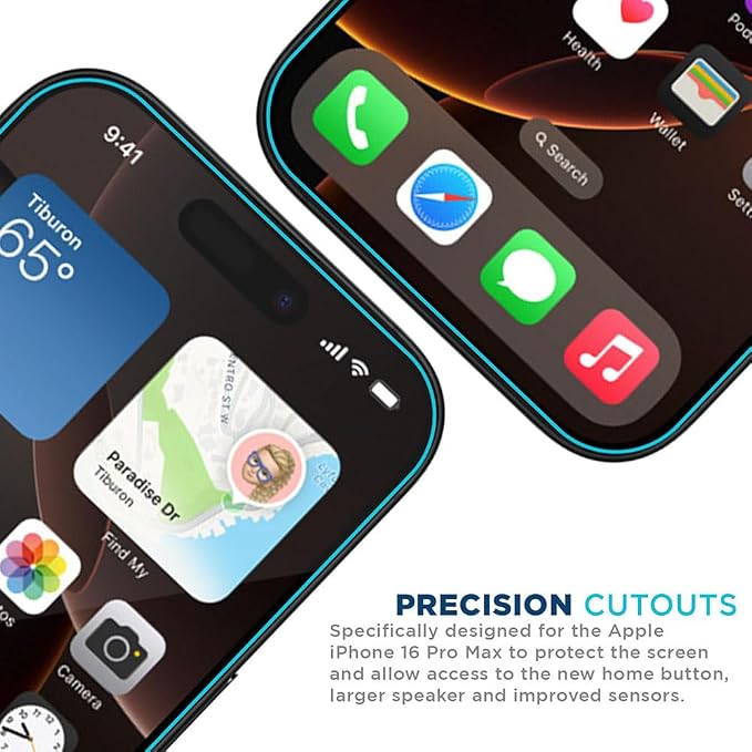Tech Armor for iPhone 16 Pro Max Screen Protector - Ballistic Tempered Glass, Case Friendly, Sensor Protection, HD, 9H Hardness, 3 Pack + Bonus Camera Lens Protector