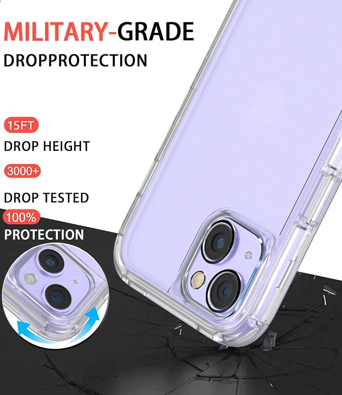 Diverbox for iPhone 13 Case [Shockproof] [Dropproof] [with Screen Protector ] 3in1 Heavy Duty Protection Phone Case Cover for Apple iPhone 13 (Matte Clear)