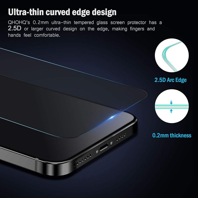 QHOHQ 2 Pack Privacy Screen Protector for iPhone 12 Pro 6.1" with 2 Packs Camera Lens Protector,Full Screen Tempered Glass Film,9H Hardness Anti-Shatter, Anti Spy, Touch Sensitive - Case Friendly